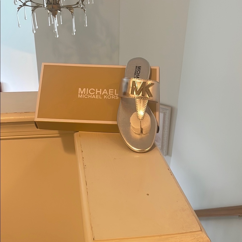 Michael Kors Metallic Silver Slides